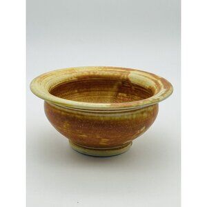 Studio Pottery Two Tone Brown Golden Small Mixing Bowl